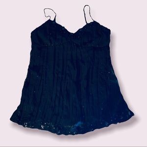 Like New! Black Lace Sequin Sheer Overlay Tank
